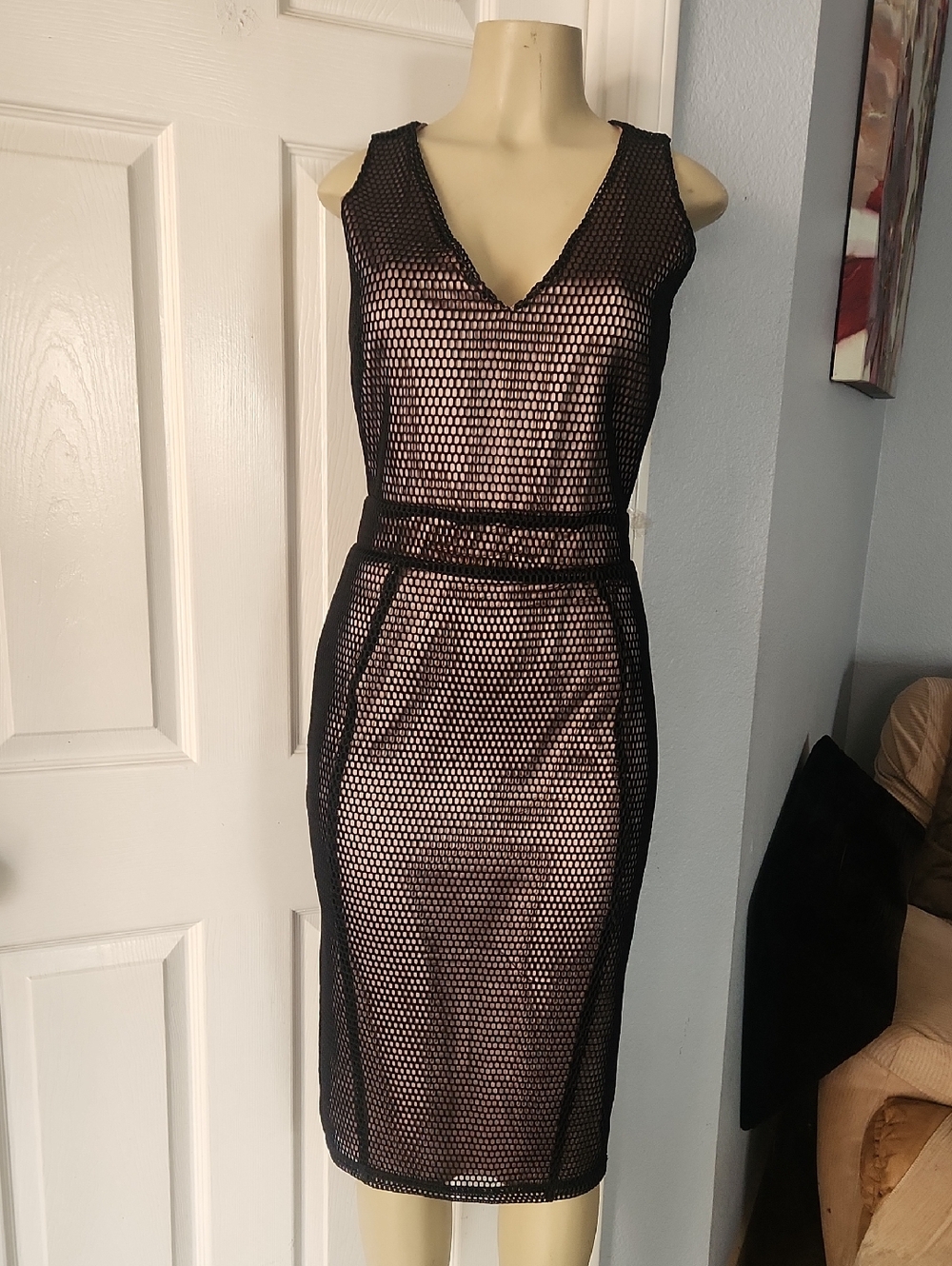 Ava & Aiden Blush Satin Top with Black Trim